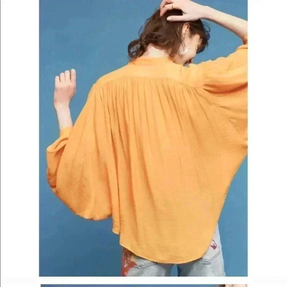 Anthropologie Maeve Orange Brynna Button Front Blouse Size S—D1 - Picture 2 of 8